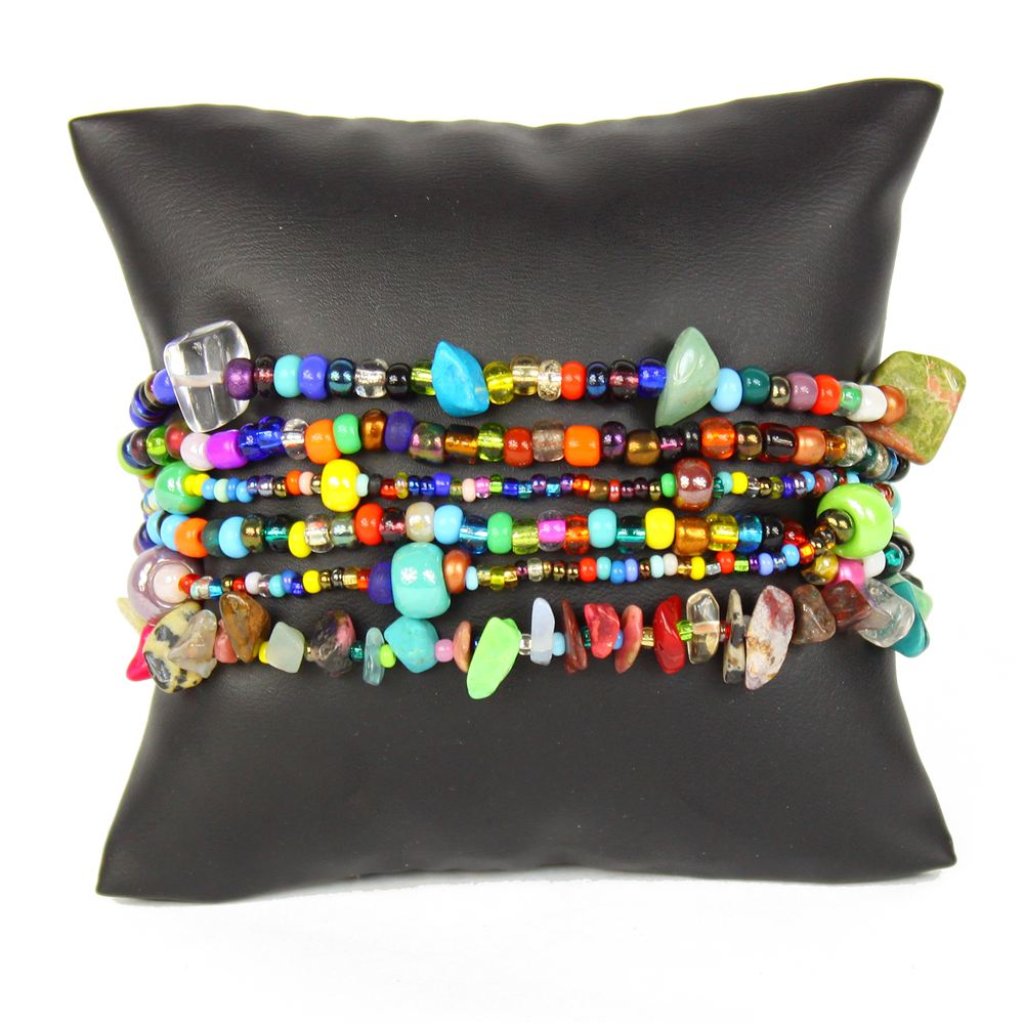 Czech Bead Multi-Color Brights 6 Strand Bracelet